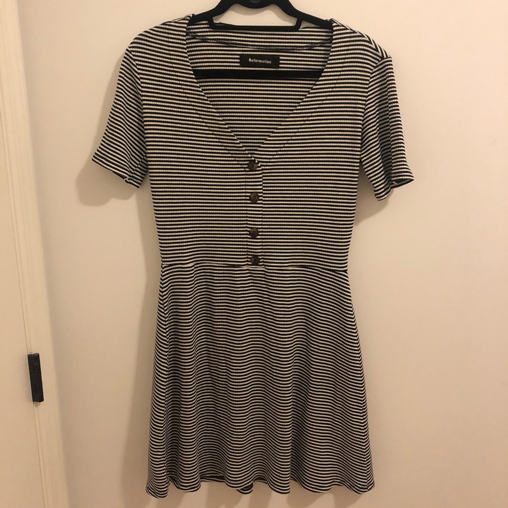 Black and white striped reformation dress